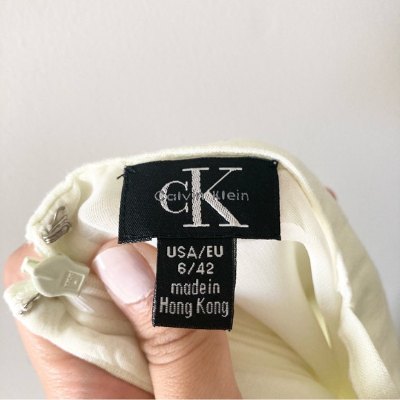90s Vintage CK Calvin Klein Cotton Lined Semi Sheer Dress Size 6 - Picture 2 of 6